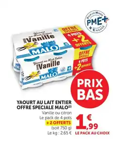 Bi1 MALO Yaourt au lait entier offre speciale offre