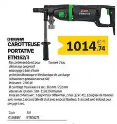 DomPro Gardena - carotteuse portative etn162/3 offre
