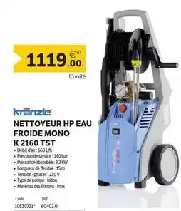 DomPro Hp - nettoyeur hp eau froide mono k 2160 tst offre