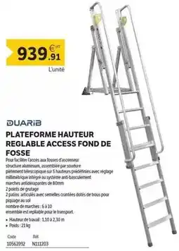 DomPro Plateforme hauteur reglable access fond de fosse offre