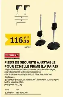 DomPro Prime - pieds de securite ajustable pour echelle (la paire) offre