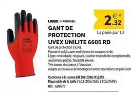 DomPro Gant de protection uvex unilite 6605 rd offre