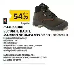 DomPro Lg - chaussure securite haute marron noumea s3s sr folg sc ci hi offre