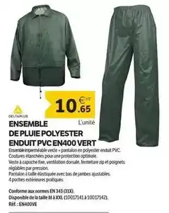 DomPro Deltaplus - ensemble de pluie polyester enduit pvc en400 vert offre