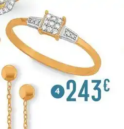 E.Leclerc Bijoux Bague diamants 0,04 ct, taille 54, or jaune et rhodié offre