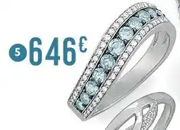 E.Leclerc Bijoux Bague aigues marines et diamants 0,16 ct, taille 54, or gris et rhodié offre