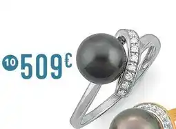E.Leclerc Bijoux Bague perle de culture de tahiti et diamants 0,06 ct, taille 54, or gris offre