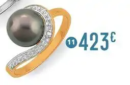 E.Leclerc Bijoux Bague perle de culture de tahiti et diamant 0,01 ct, taille 54, or jaune et rhodié offre