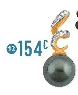 E.Leclerc Bijoux Pendentif perle de culture de tahiti et diamant 0,005 ct, or jaune et rhodié offre