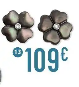 E.Leclerc Bijoux Boucles nacre et diamant 0,02 ct, or gris offre