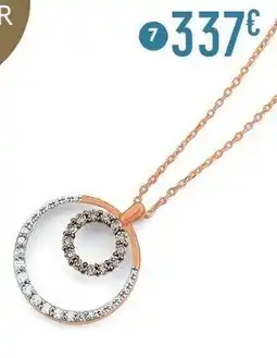 E.Leclerc Bijoux Collier diamants blancs et diamants bruns 0,19 ct, 42 cm, or rose et rhodié offre