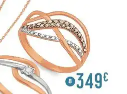 E.Leclerc Bijoux Bague diamants blancs et diamants bruns 0,13 ct, taille 54, or rose et rhodié offre