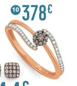 E.Leclerc Bijoux Bague diamants blancs et diamants bruns 0,15 ct, taille 54, or rose et rhodié offre
