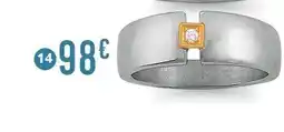 E.Leclerc Bijoux bague acier et diamant 0,03 ct, taille 62, or jaune offre