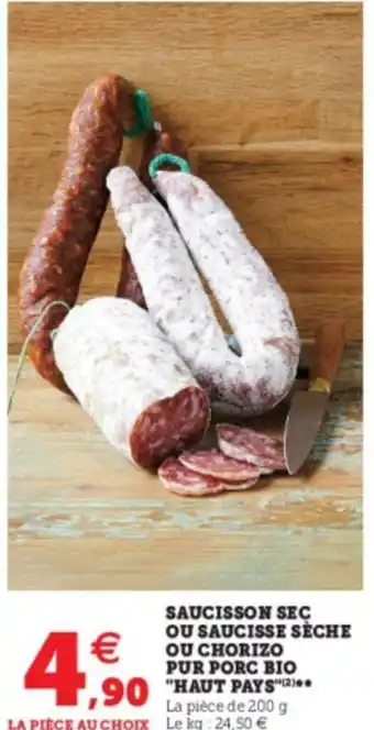 Hyper U Saucisson Sec Ou Saucisse Sèche offre