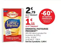 Bi1 PRESIDENT Emmental pasteurise offre