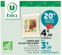 Bi1 Comte aop au lait cru u bio offre