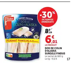 Bi1 FINDUS Dos de colin d'alaska surgele offre