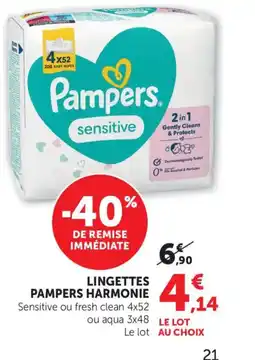 Bi1 Lingettes pampers harmonie offre