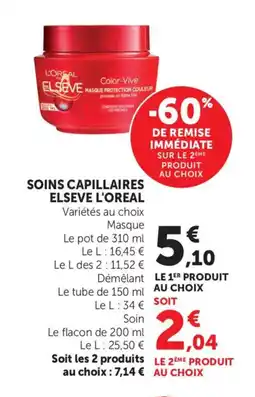 Bi1 L'OREAL ELSEVE Soins capillaires offre