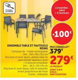 Bi1 Ensemble table et fauteuils reims offre