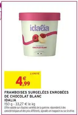 Intermarché FRAMBOISES SURGELÉES ENROBÉES DE CHOCOLAT BLANC IDALIA offre