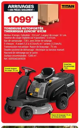 Brico Dépôt TITAN Tondeuse autoportée thermique offre