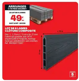 Brico Dépôt Lot de 6 lames clôture composite offre