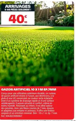 Brico Dépôt Gazon artificiel 10 x1m ep.7mm offre