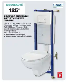 Brico Dépôt Pack wc suspendu bati et cuvette basia offre