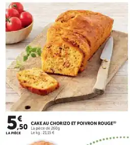 Super U Cake au chorizo et poivron rouge offre