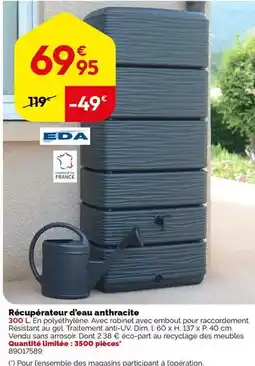 Weldom Eda - récupérateur d'eau anthracite offre