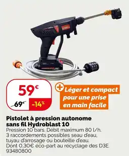 Weldom Pistolet à pression autonome sans fil hydroblast 10 offre