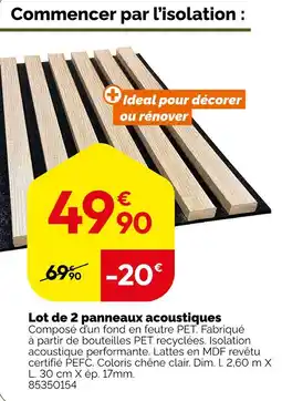 Weldom Lot de 2 panneaux acoustiques offre