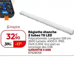 Weldom Inspire réglette étanche 2 tubes t8 led offre