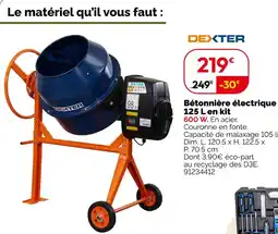 Weldom Dexter bétonnière électrique 125 l en kit offre