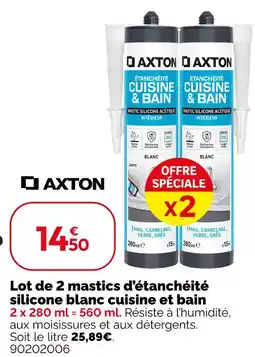 Weldom Axton mastics d'étanchéité silicone blanc cuisine et bain offre