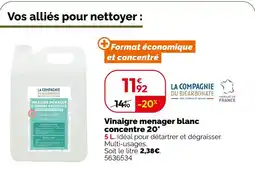 Weldom La compagnie du bicarbonate vinaigre ménager blanc concentré 20° offre