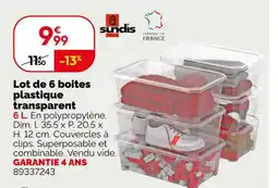 Weldom Sundis lot de 6 boîtes plastique transparent offre