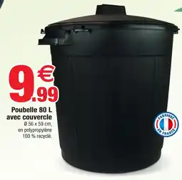 Bazarland Poubelle 80 l avec couvercle offre