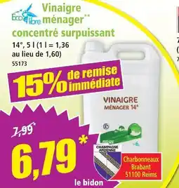 Norma Eco libre vinaigre ménager concentré surpuissant 14° offre