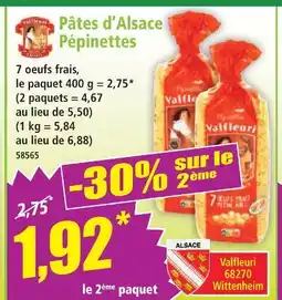Norma Valfleuri pâtes d'alsace pépinettes offre