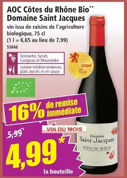 Norma Domaine saint jacques aoc côtes du rhône bio offre