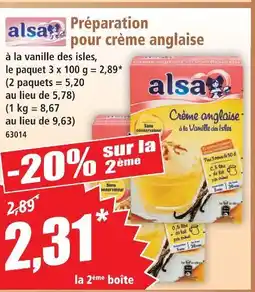 Norma Alsa préparation pour crème anglaise à la vanille des isles offre