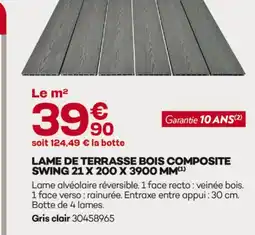 Gedimat Lame de terrasse bois composite swing offre
