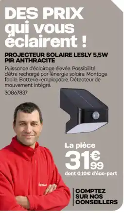 Gedimat Projecteur solaire lesly 5,5w pir anthracite offre