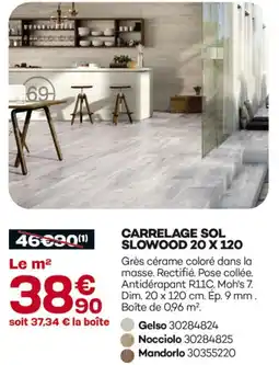 Gedimat Carrelage sol slowood 20 x 120 gelso offre
