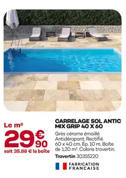 Gedimat Carrelage sol antic mix grip 40 x 60 offre