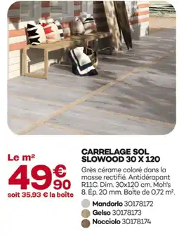 Gedimat Carrelage sol slowood 30 x 120 mandorlo offre