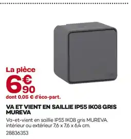 Gedimat Mureva va et vient en saillie ip55 ik08 gris offre